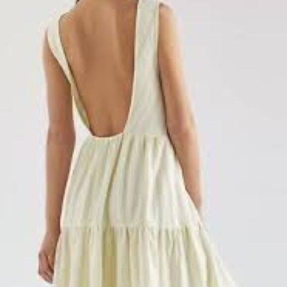 ANTHROPOLOGIE STRIPED TIERED MAXI NEUTRALS NEON GREEN WOME DRESS SIZE SMALL - Picture 11 of 11